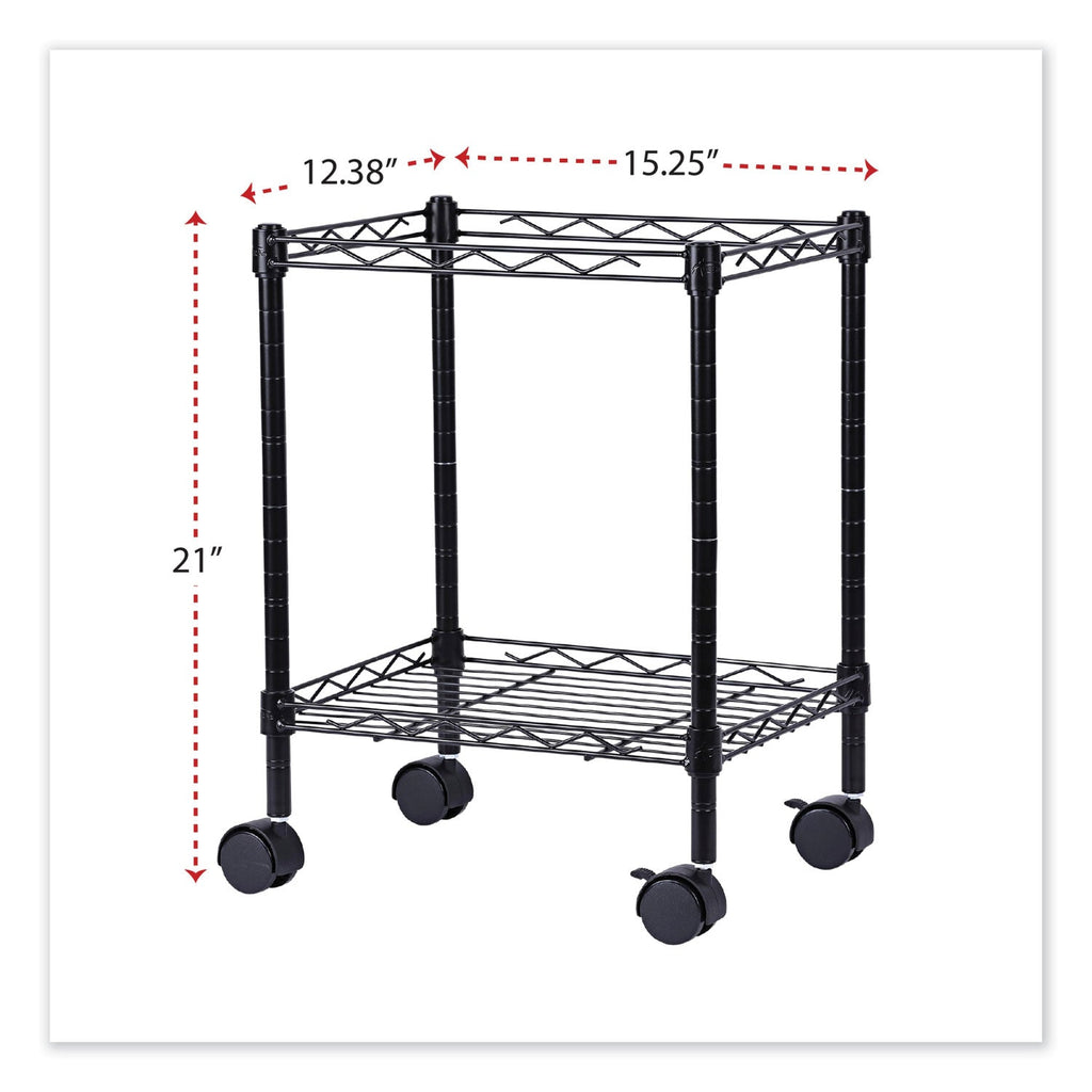 Alera Compact File Cart for Side-to-Side Filing, Metal, 1 Shelf, 1 Bin, 15.25" x 12.38" x 21", Black