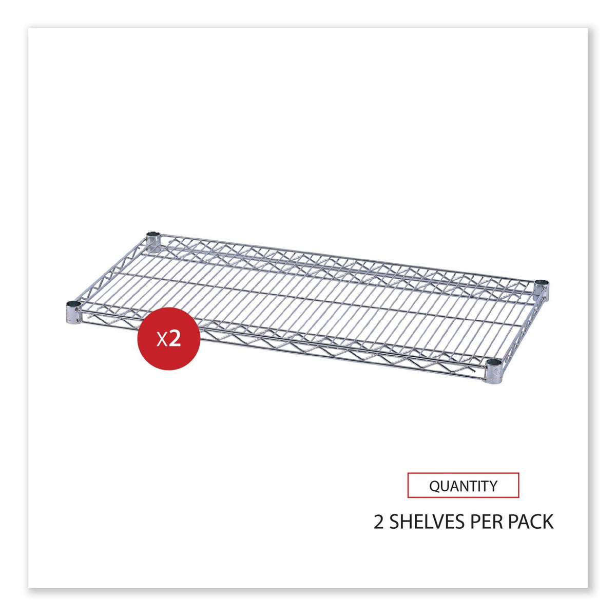 Alera Industrial Wire Shelving Extra Wire Shelves, 36w x 18d, Silver, 2 Shelves/Carton