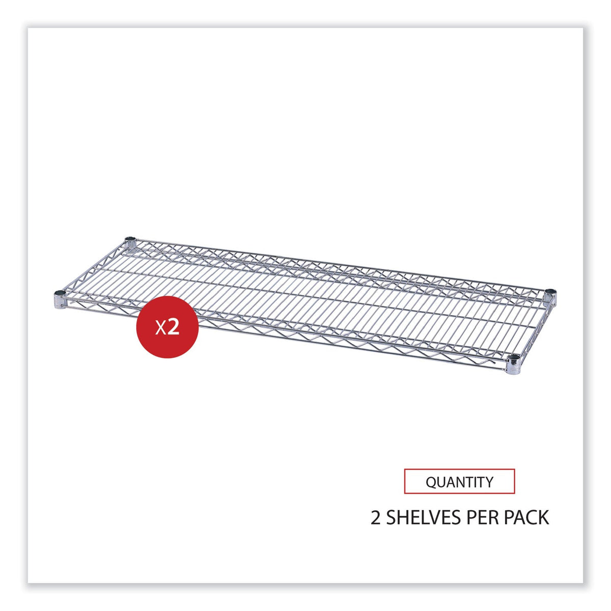 Alera Industrial Wire Shelving Extra Wire Shelves, 48w x 18d, Silver, 2 Shelves/Carton