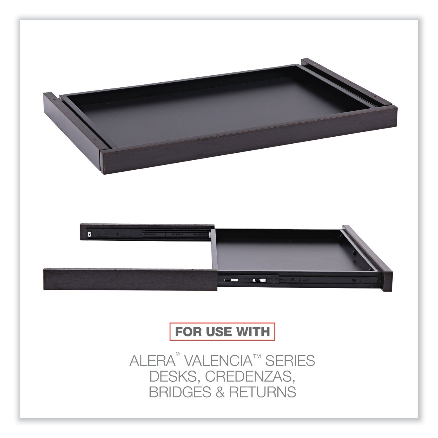 Alera Valencia Series Center Drawer, Laminate, 24.5w x 15d x 2h, Espresso