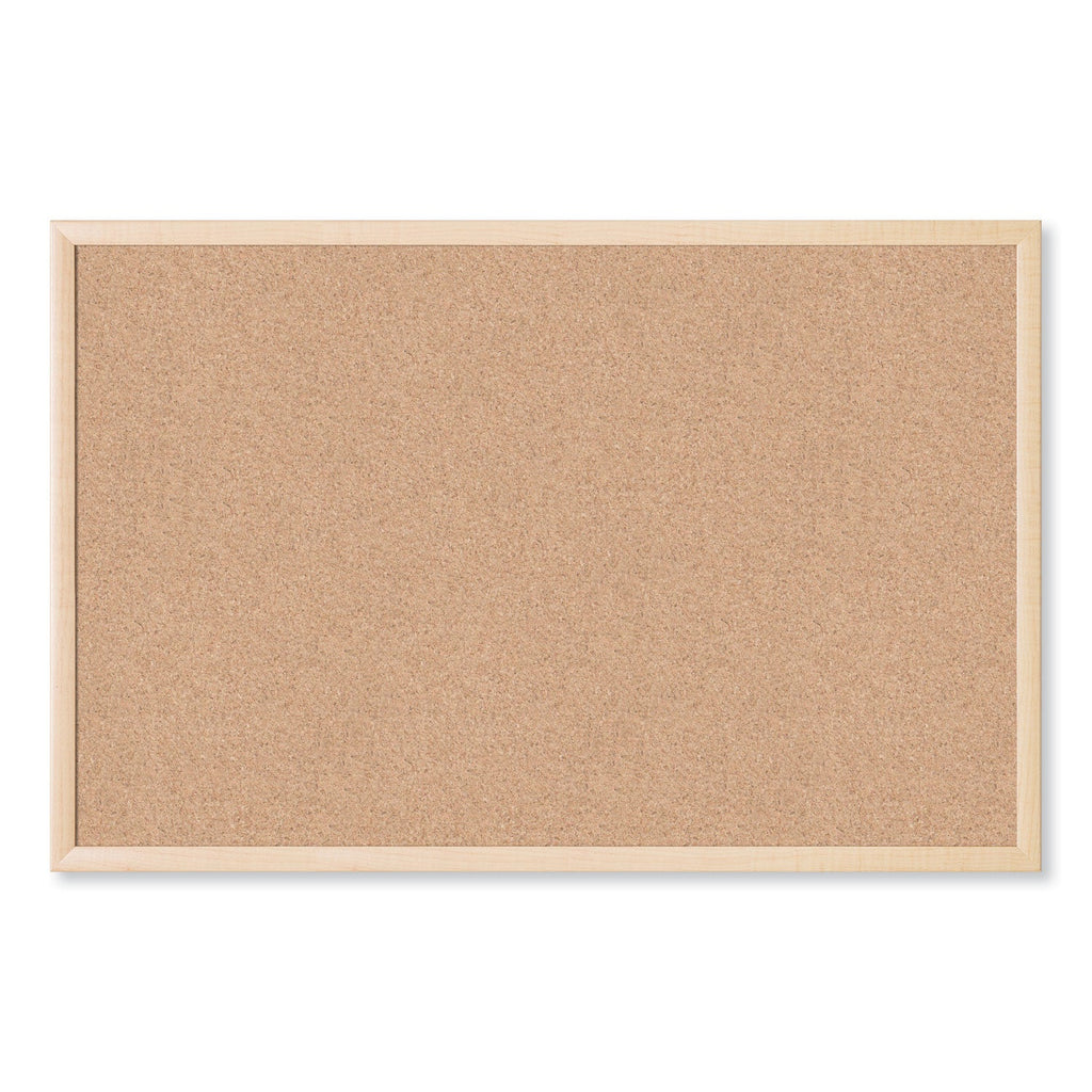 U Brands Cork Bulletin Board, 35 x 23, Natural Surface, Birch Frame