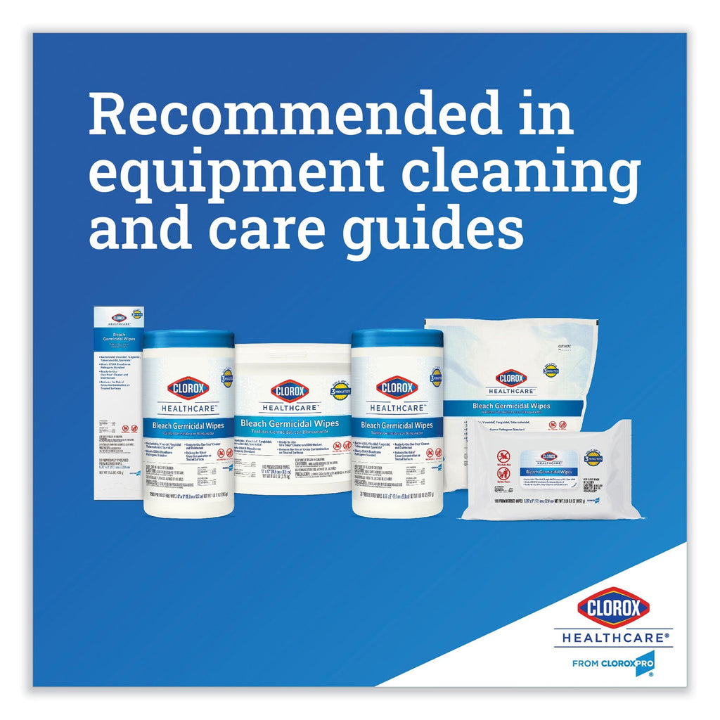 Clorox Bleach Germicidal Wipes, 12 x 12, Unscented, 110/Bucket