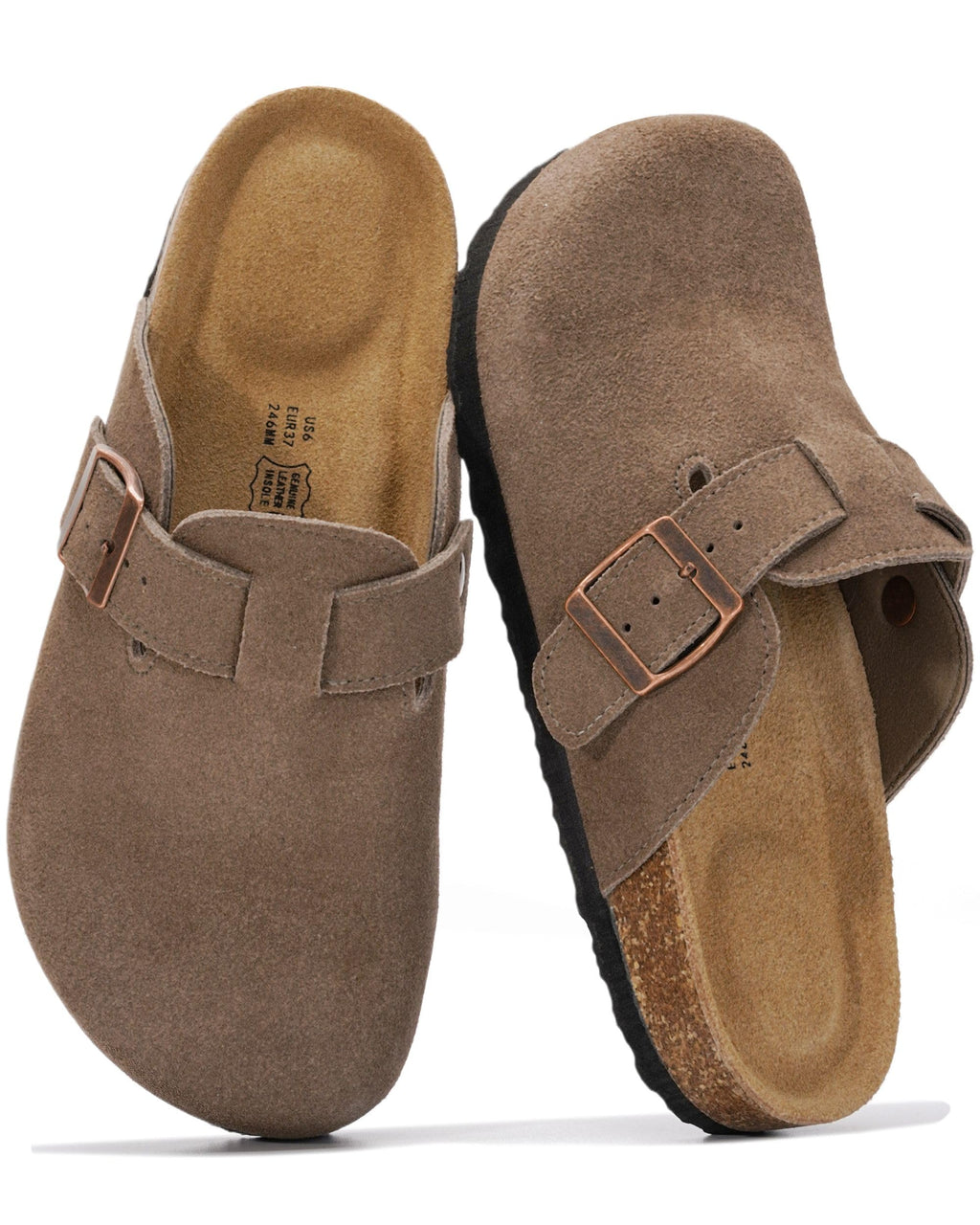 Project Cloud 100% Genuine Leather Womens Cork Footbed Clogs for Women