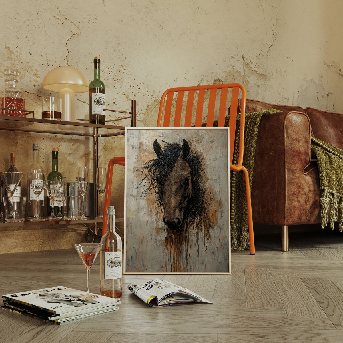 Rawhide Gaze Textured Horse Portrait