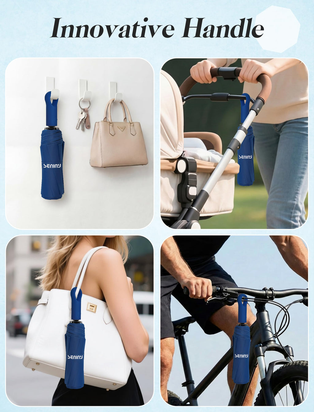Seniny Mini Travel Umbrella with Case, Compact Pocket Size UV Sun & Rain