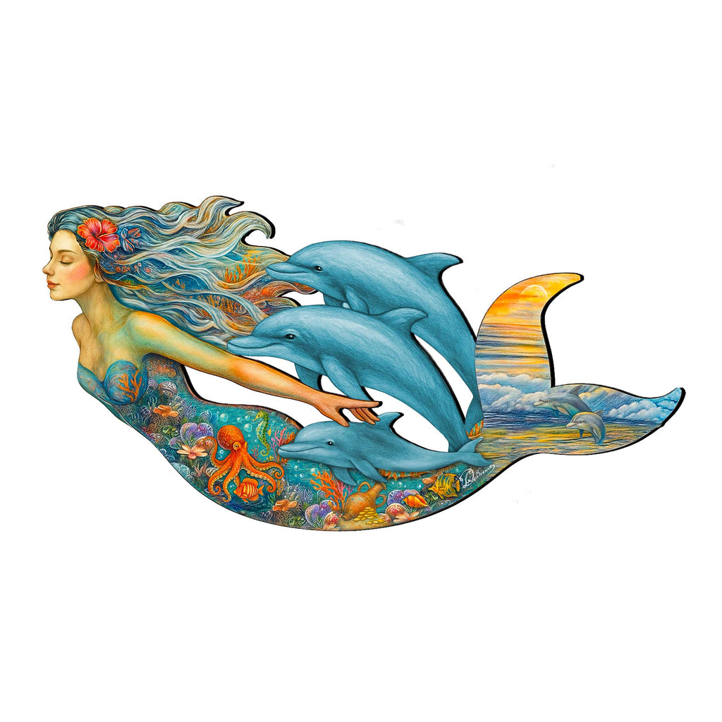 Mermaid & Dolphins Coastal Outdoor Decor by G. Debrekht - Coastal Sea-Life Decor - 81985143F