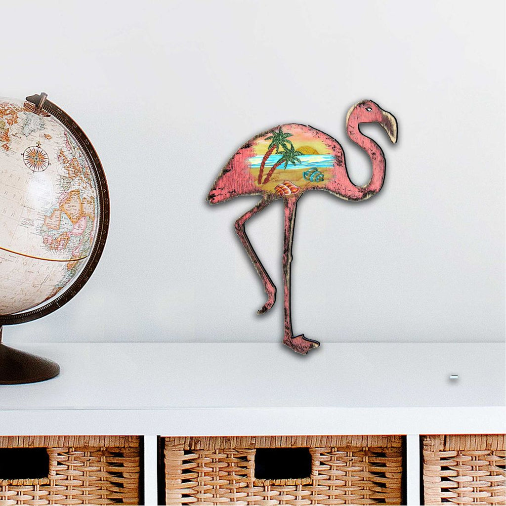 Rustic Flamingo Coastal Outdoor Décor Large Ornament by G. DeBrekht - Coastal Holiday Décor - 8198544M