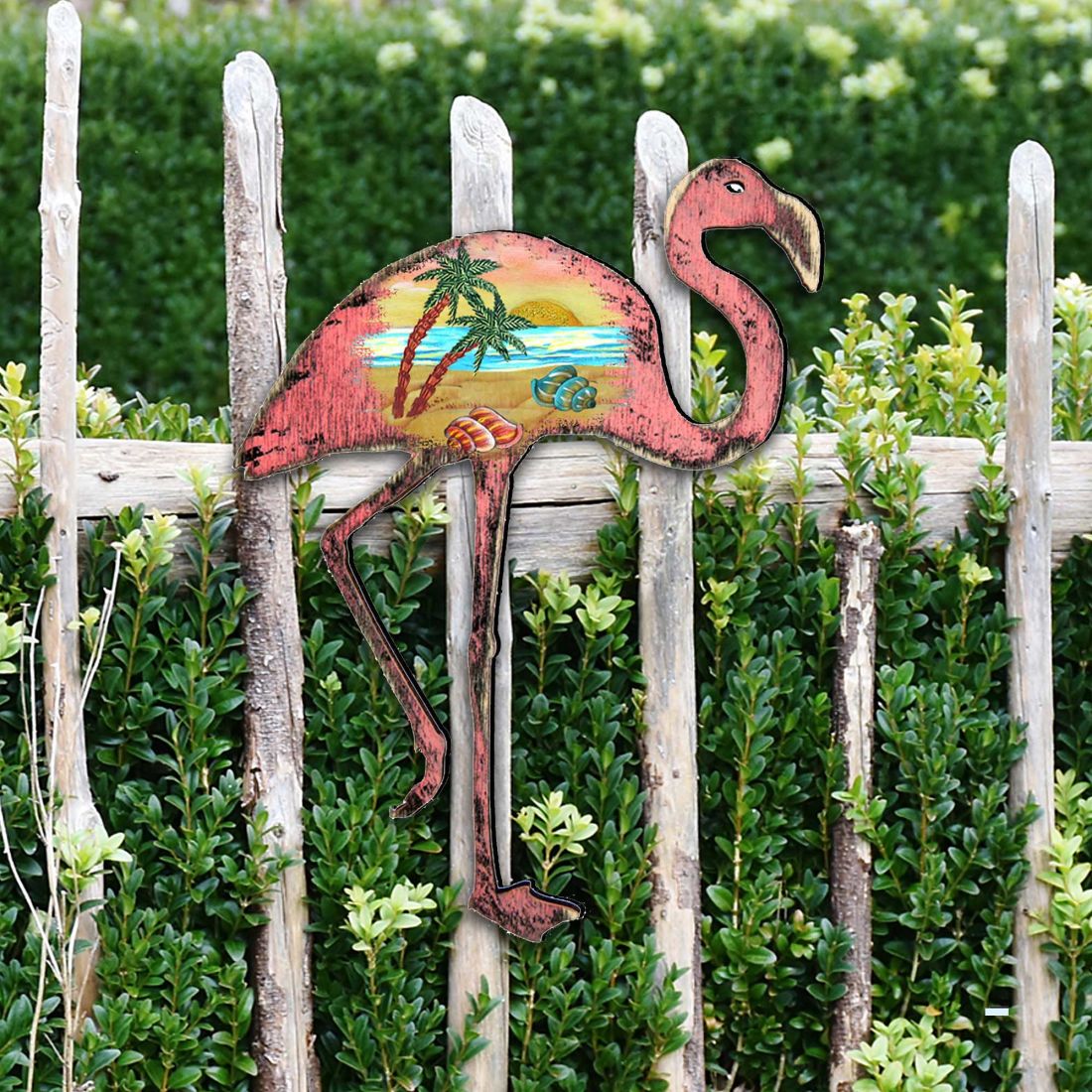 Rustic Flamingo Coastal Outdoor Décor Large Ornament by G. DeBrekht - Coastal Holiday Décor - 8198544M