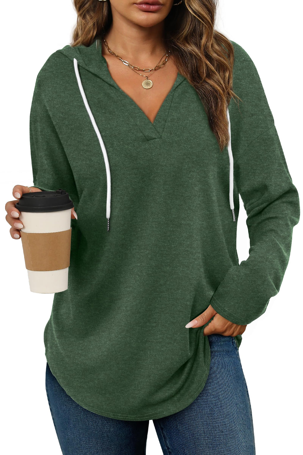 Bofell Womens Fashion Tops Hoodies for Women Pullover Oversized Sweatshirts Long SLeeve Shirts Loose Fit