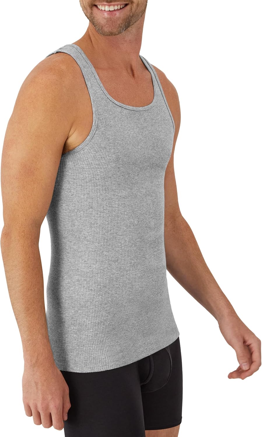 Hanes Men's Tank Undershirt Pack, Cotton Tank Undershirt, Moisture-Wicking, Breathable, White or Grey/Black, Multi-Pack
