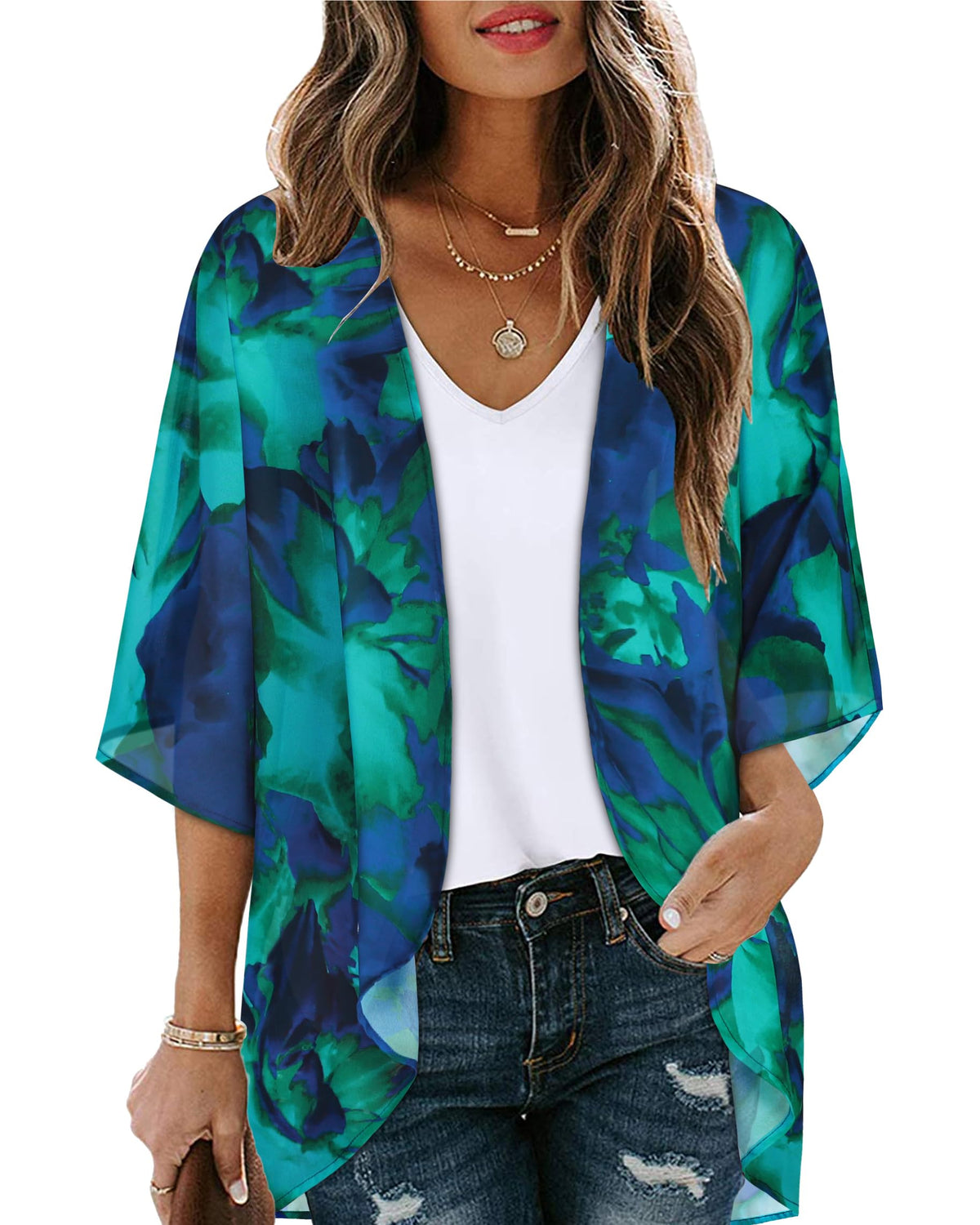 CHICGAL Womens Floral Kimono Cardigan Beach Cover Up Casual Summer Tops