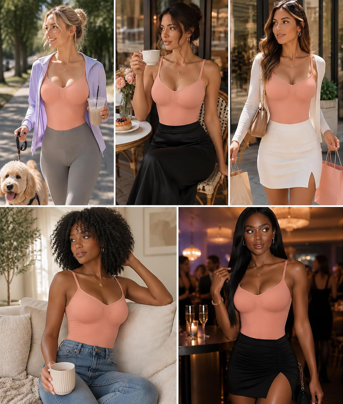 SHAPERX Shapewear for Women Tummy Control Bodysuit Mid Thigh Body Shaper Shorts for a Lifted Look
