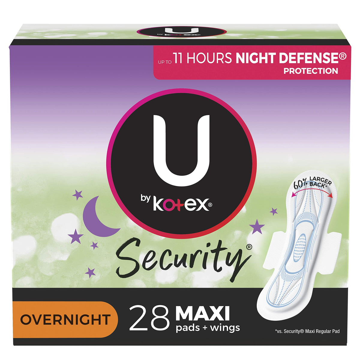 U by Kotex Security Overnight Pads 6 Packs of 28