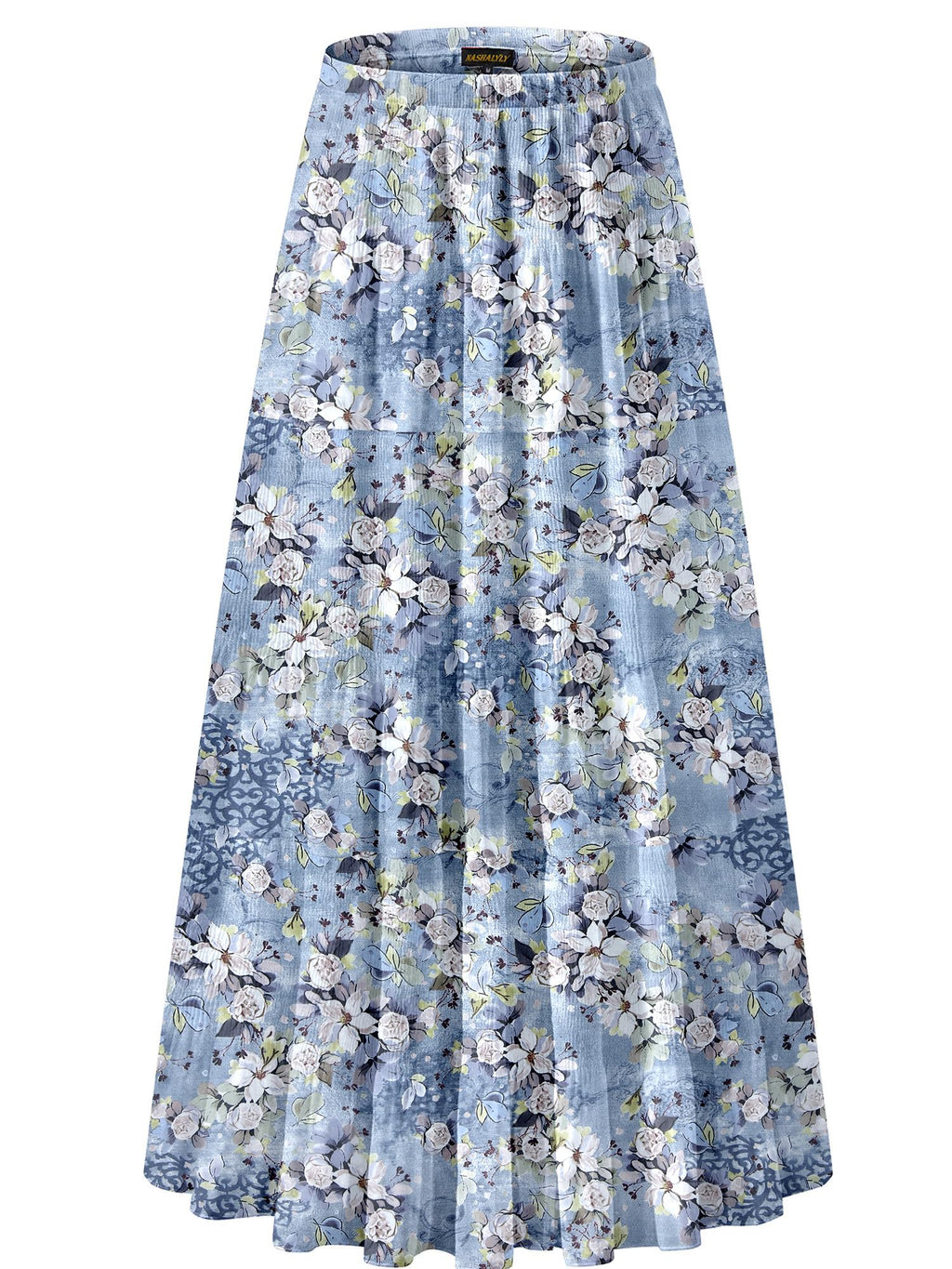 NASHALYLY Women's Chiffon Elastic High Waist Pleated A-Line Maxi Skirts