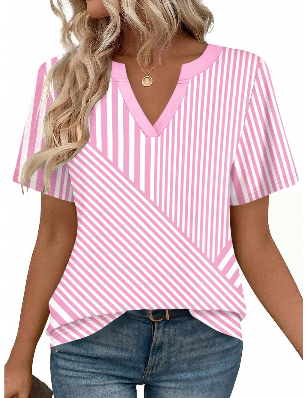 Zeagoo Womens Tops Short Sleeve V Neck Tee Shirts Cute Dressy Casual