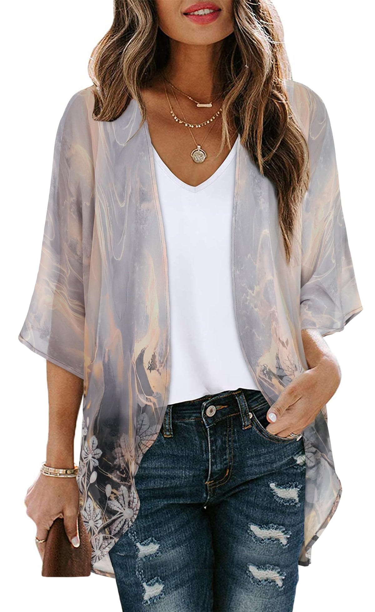 CHICGAL Womens Floral Kimono Cardigan Beach Cover Up Casual Summer Tops