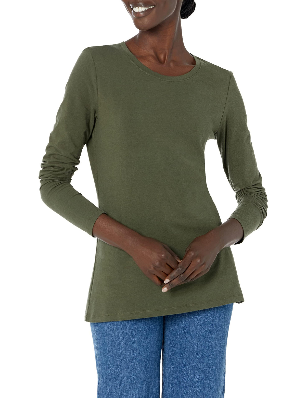 Amazon Essentials Women's Regular-Fit Long-Sleeve Crewneck T-Shirt (Available in Plus Size)