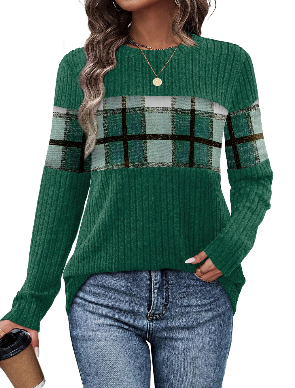 WIHOLL Womens Sweaters Trendy Color Block Tops Long Sleeve Shirts Fall Outfits Early Fall Fashion 2026 Winter Clothing