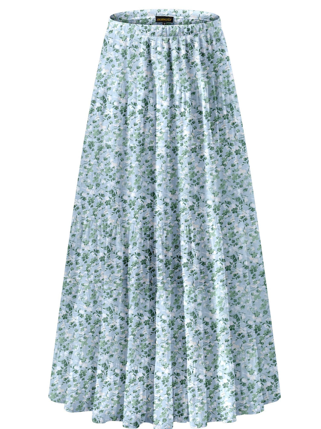 NASHALYLY Women's Chiffon Elastic High Waist Pleated A-Line Maxi Skirts