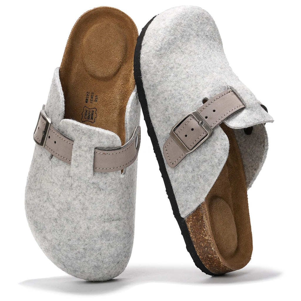 Project Cloud 100% Genuine Leather Womens Cork Footbed Clogs for Women
