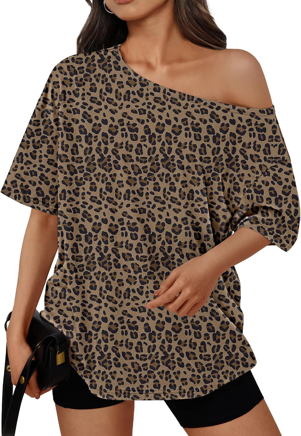 Trendy Queen Womens Off the Shoulder Tops Oversized Summer T-Shirts 2026