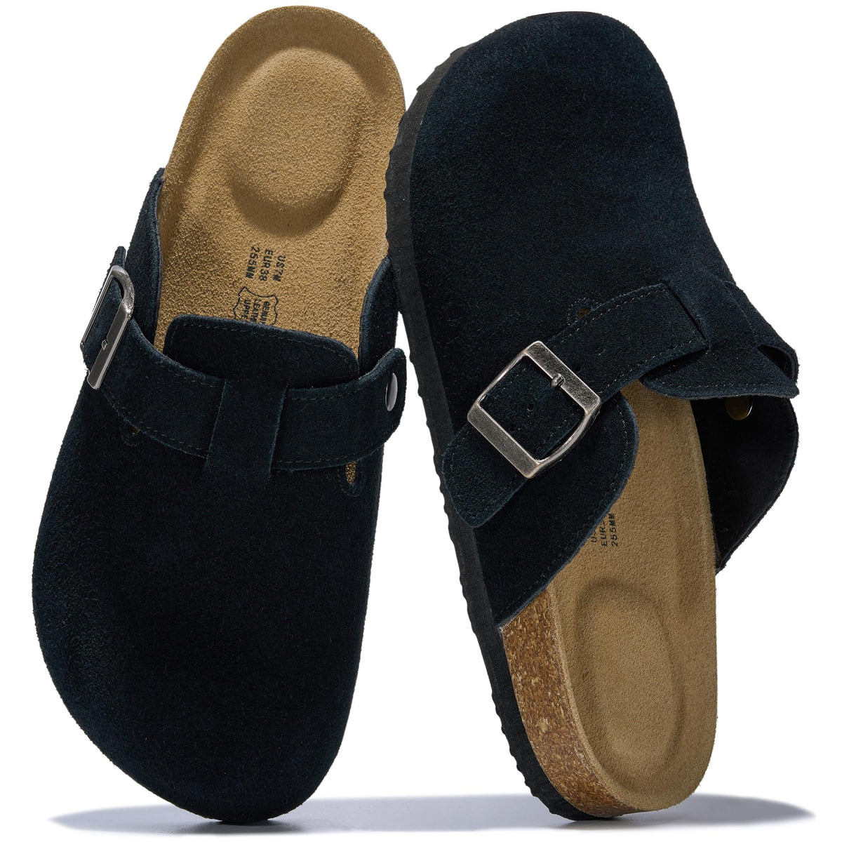 Project Cloud 100% Genuine Leather Womens Cork Footbed Clogs for Women