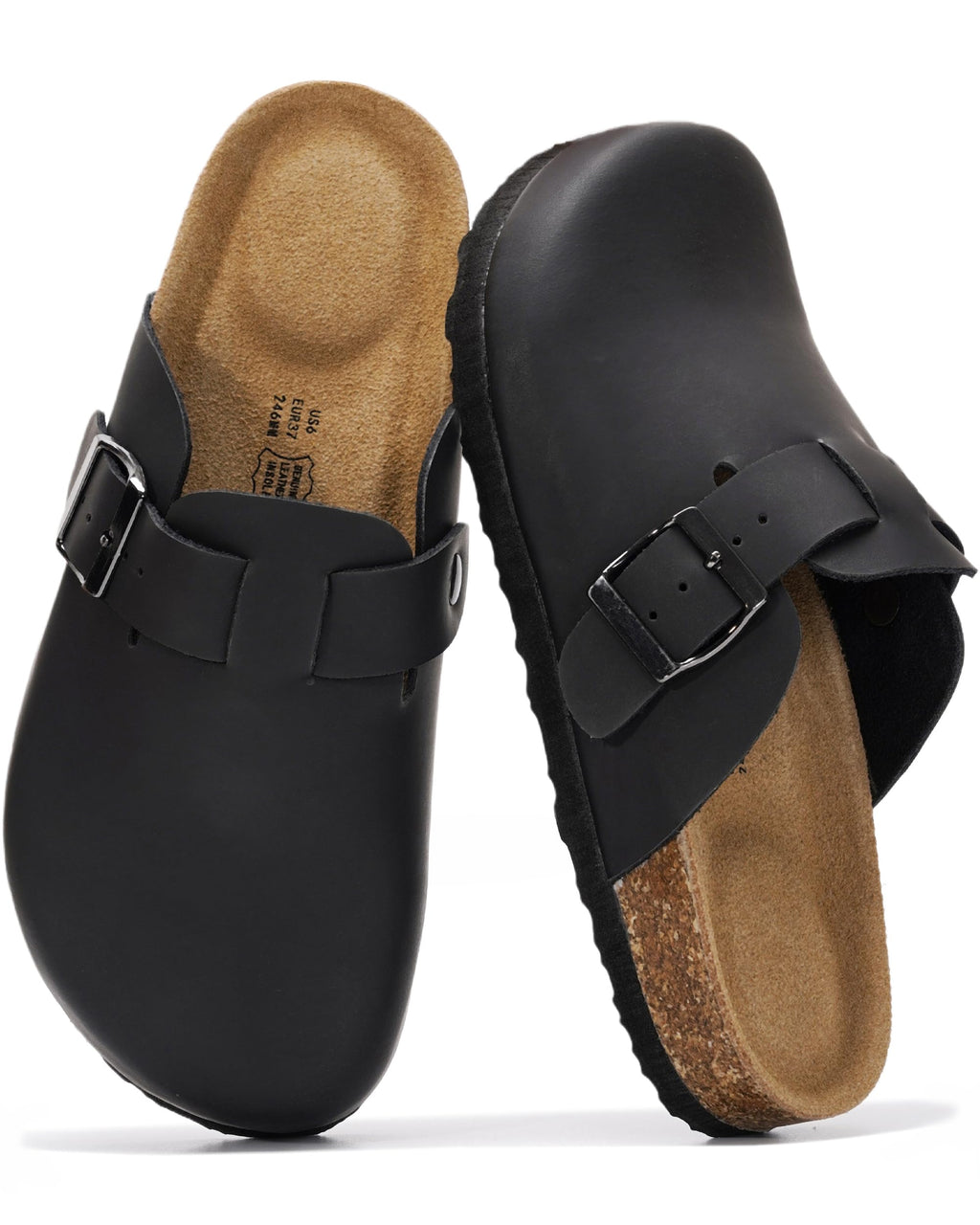 Project Cloud 100% Genuine Leather Womens Cork Footbed Clogs for Women