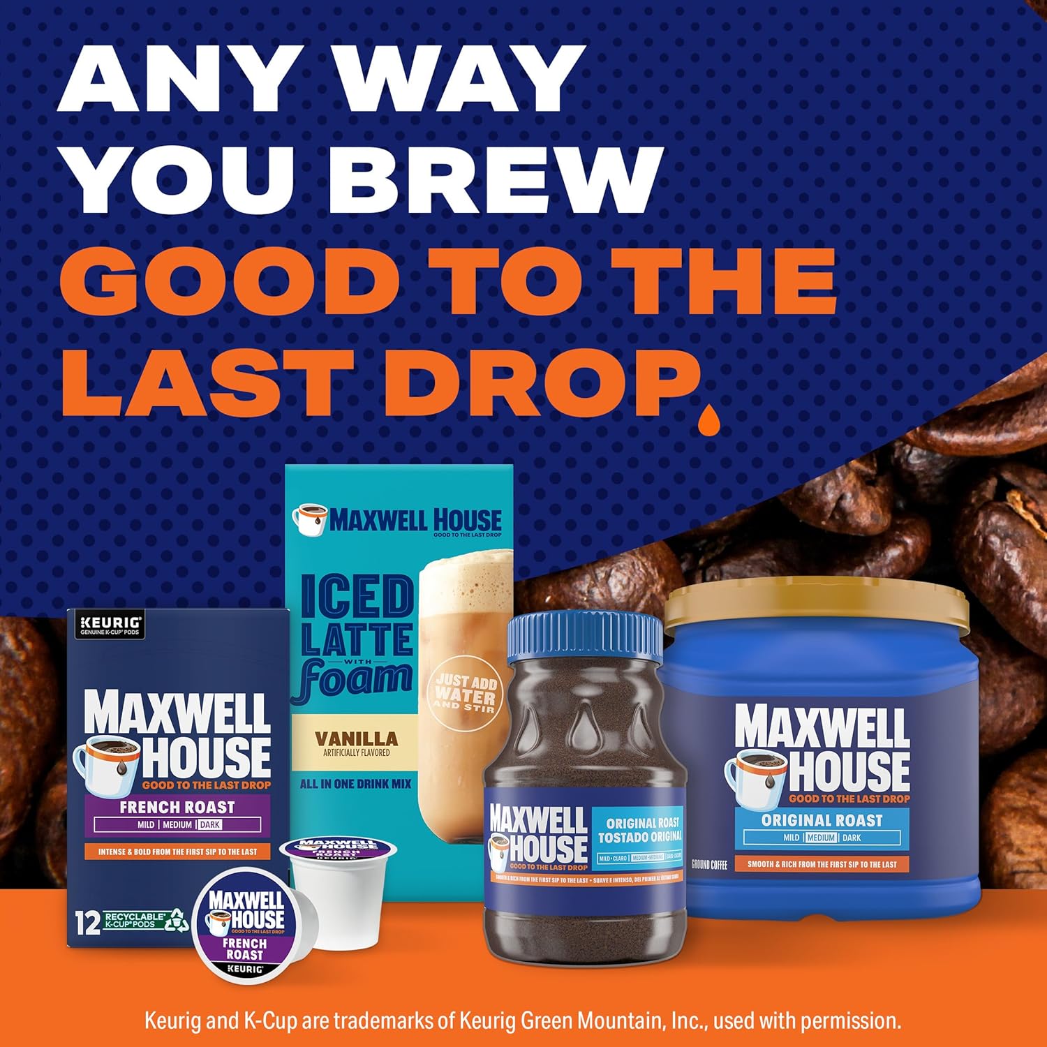 Maxwell House Original Roast Instant Coffee, 8 oz Jar