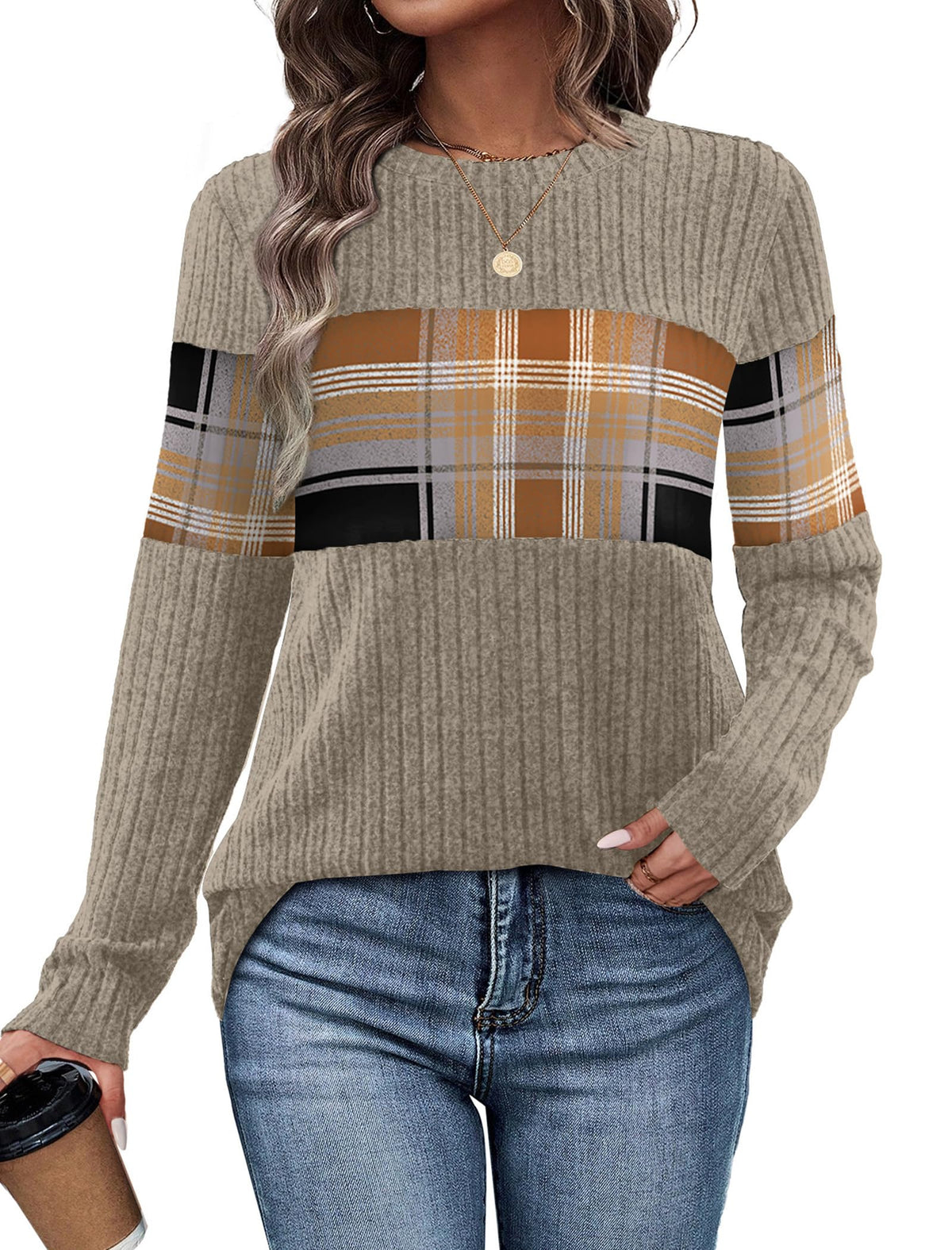 WIHOLL Womens Sweaters Trendy Color Block Tops Long Sleeve Shirts Fall Outfits Early Fall Fashion 2026 Winter Clothing