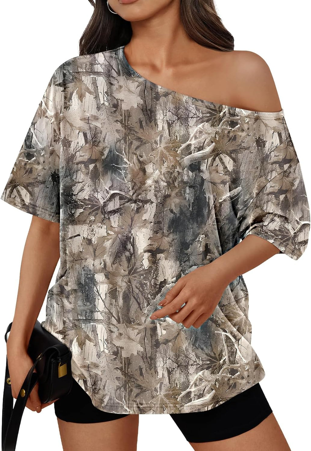 Trendy Queen Womens Off the Shoulder Tops Oversized Summer T-Shirts 2026