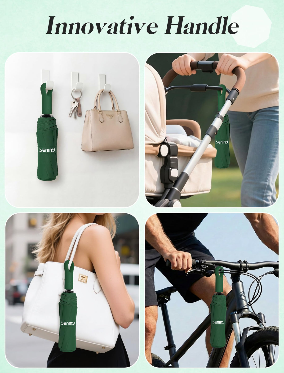 Seniny Windproof Travel Umbrella, Automatic Umbrellas for Rain, Portable & Compact Umbrellas for Backpack, Strong UV for Protection, Folding Small Sun Umbrella for Car, Walking