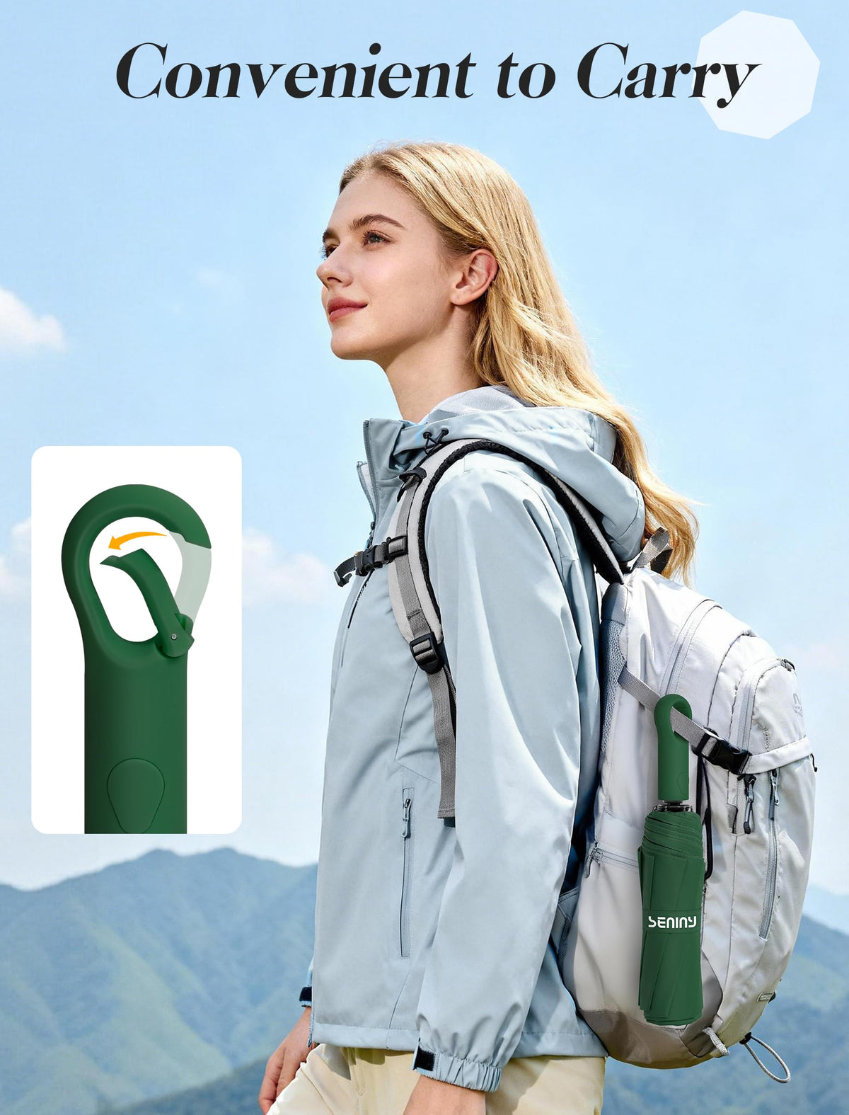 Seniny Windproof Travel Umbrella, Automatic Umbrellas for Rain, Portable & Compact Umbrellas for Backpack, Strong UV for Protection, Folding Small Sun Umbrella for Car, Walking