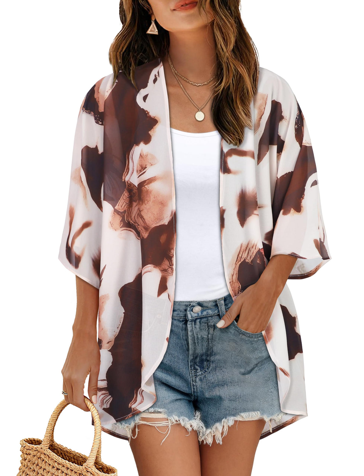 CHICGAL Womens Floral Kimono Cardigan Beach Cover Up Casual Summer Tops