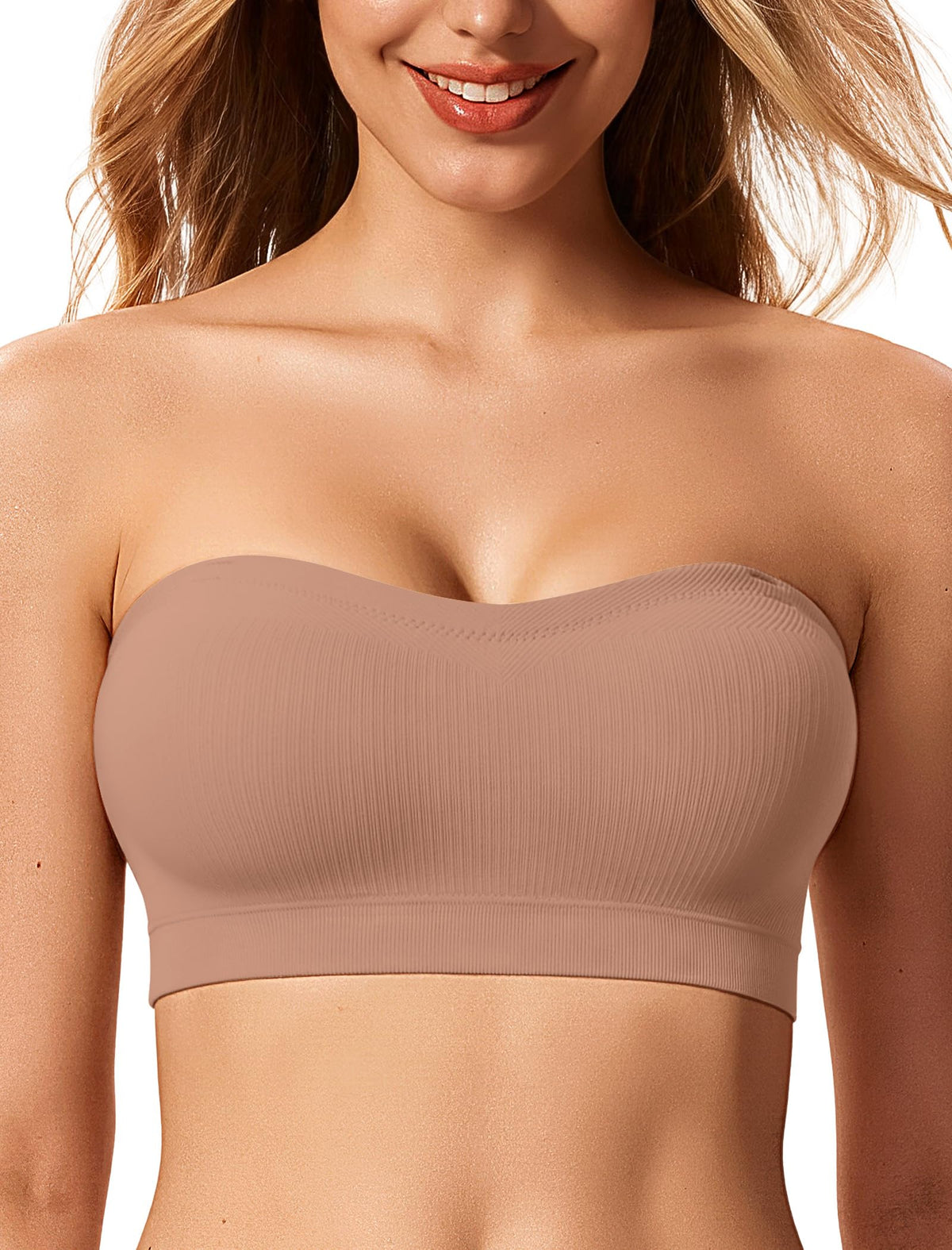 LetsJoli Strapless Bras for Women Push Up Bandeau Wireless Tube Padded Bra