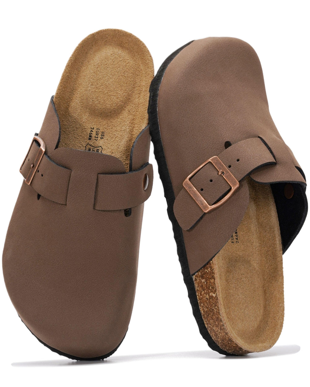 Project Cloud 100% Genuine Leather Womens Cork Footbed Clogs for Women