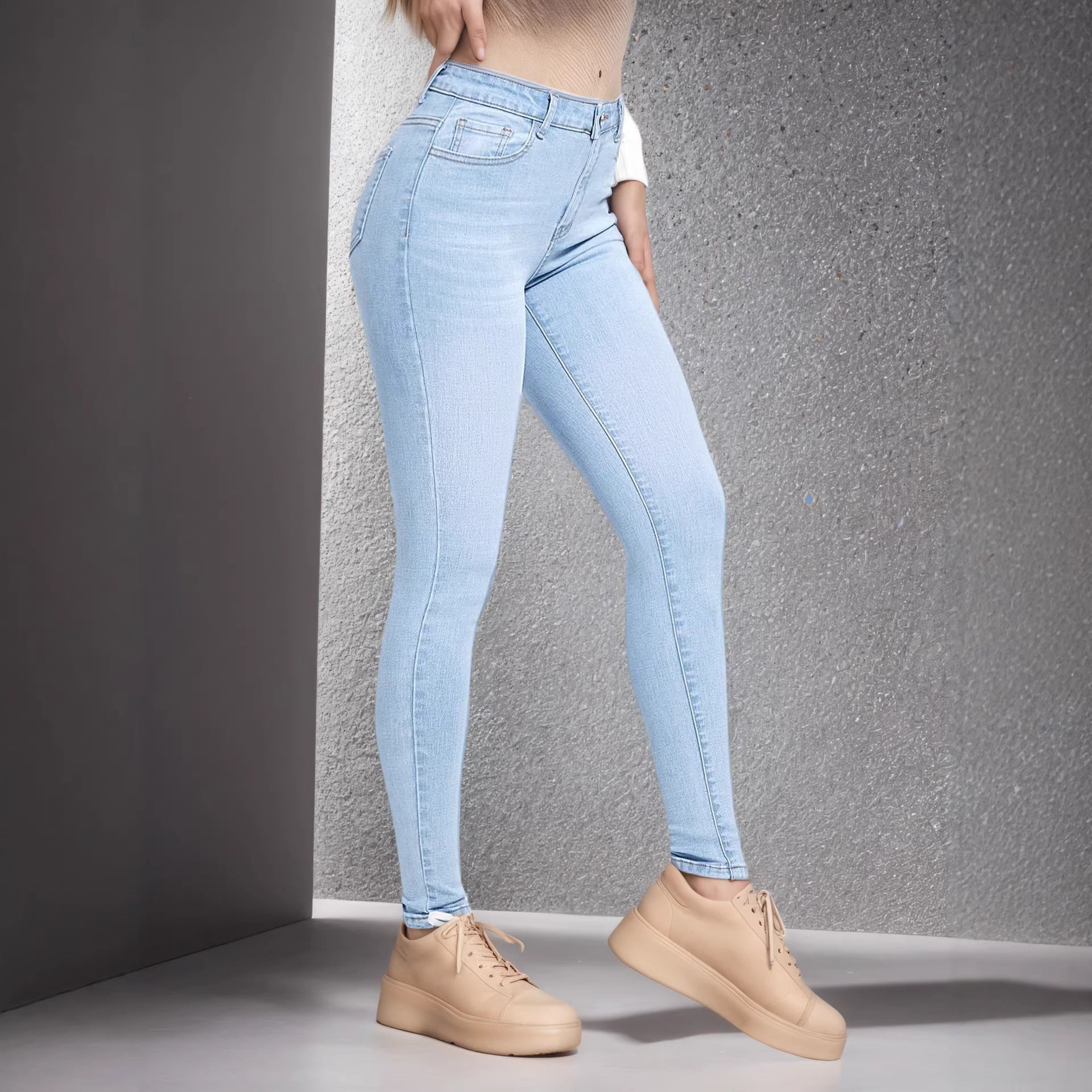 Stretchy Slim-fit Skinny Jeans High-waisted With Tummy-control Design