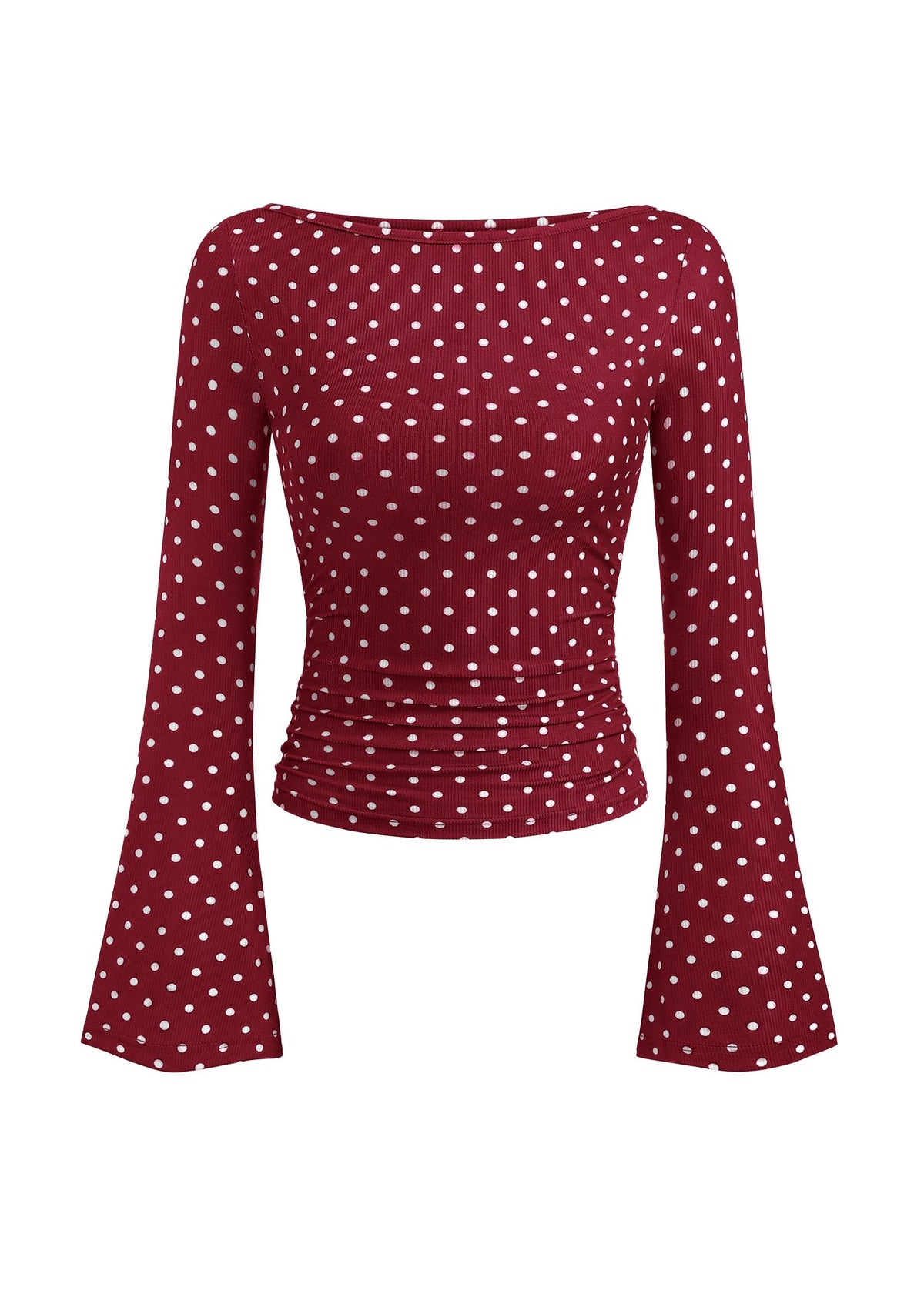 PRETTYGARDEN Womens Bell Long Sleeve Ribbed Knit Tops