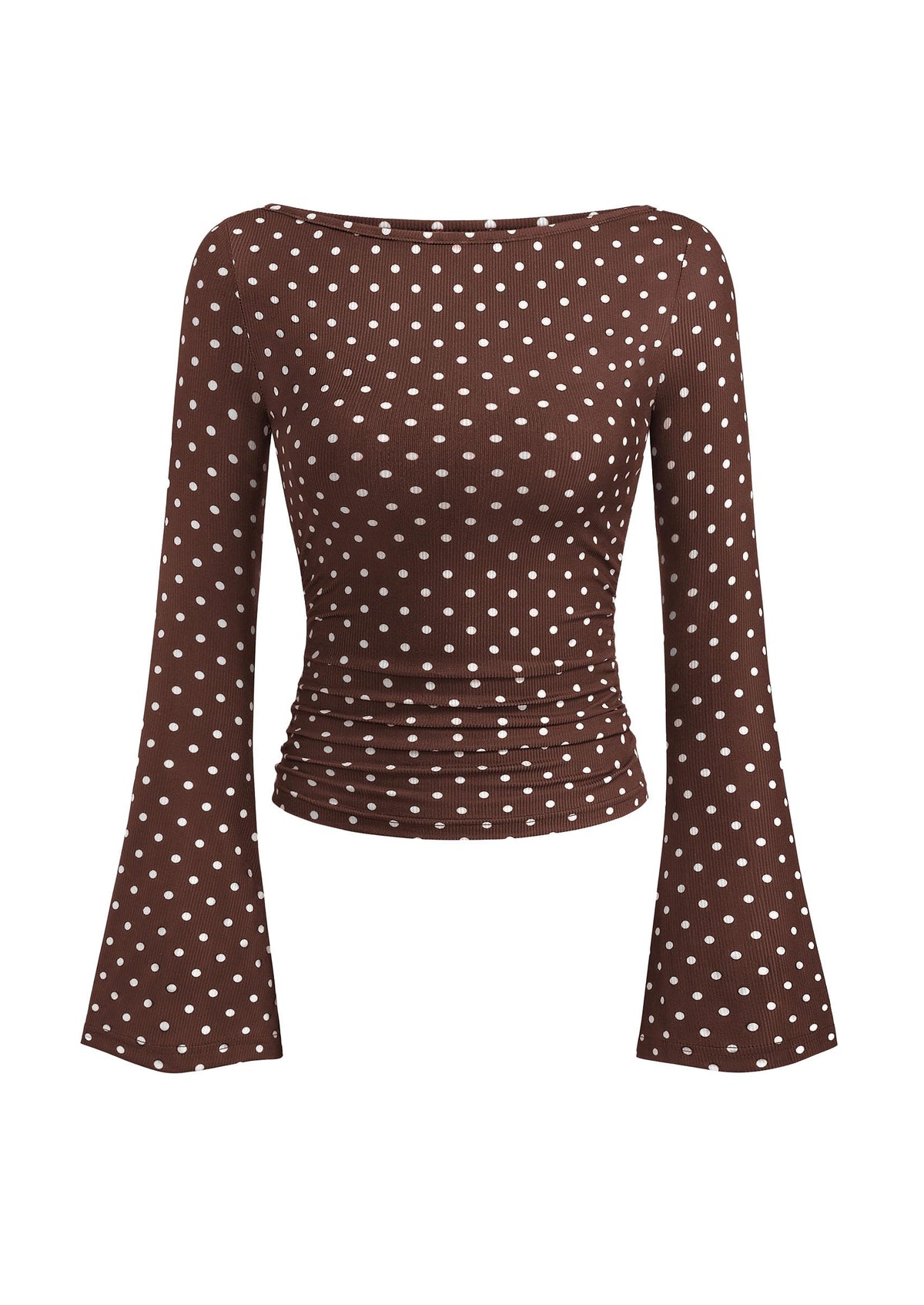 PRETTYGARDEN Womens Bell Long Sleeve Ribbed Knit Tops