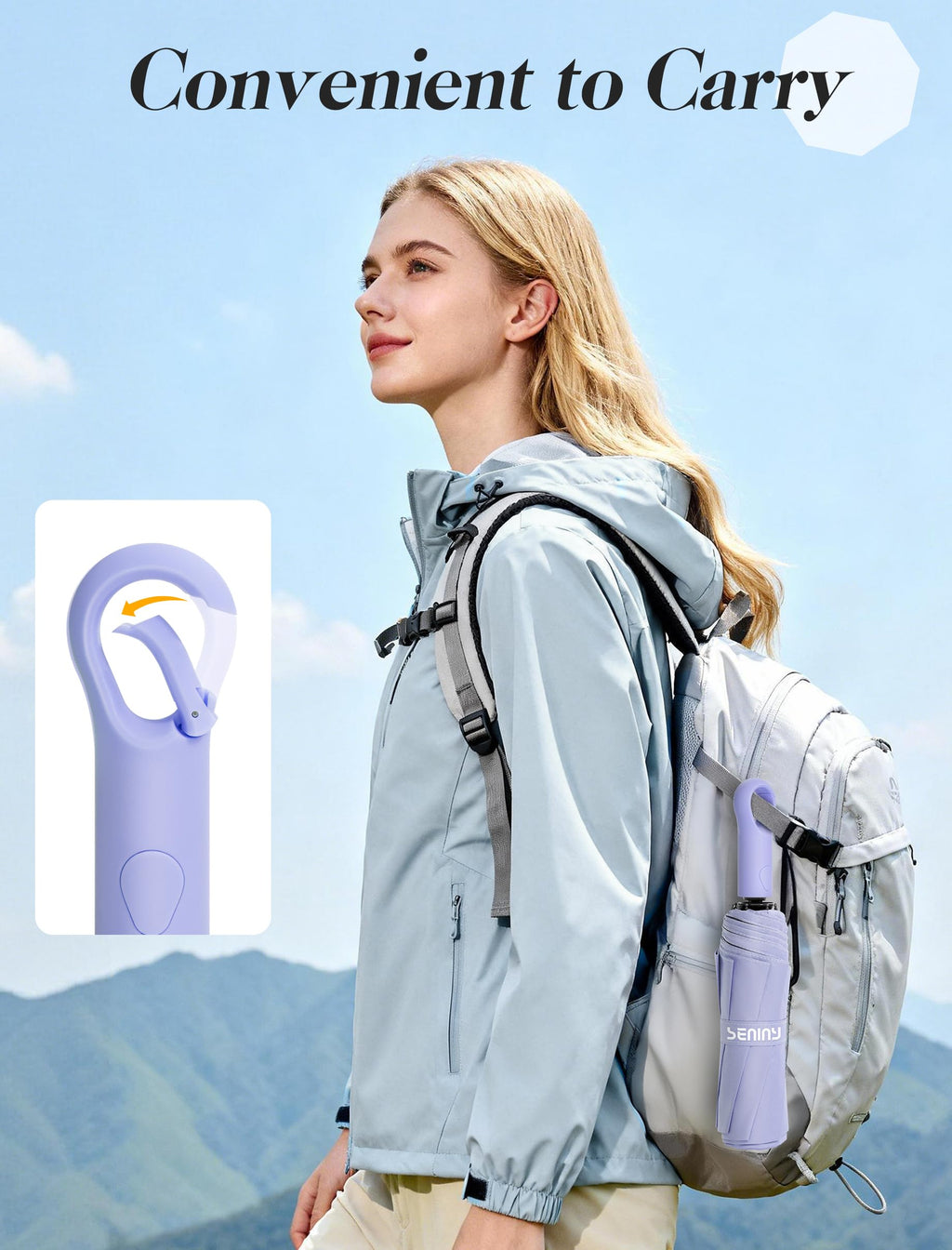 Seniny Windproof Travel Umbrella, Automatic Umbrellas for Rain, Portable & Compact Umbrellas for Backpack, Strong UV for Protection, Folding Small Sun Umbrella for Car, Walking