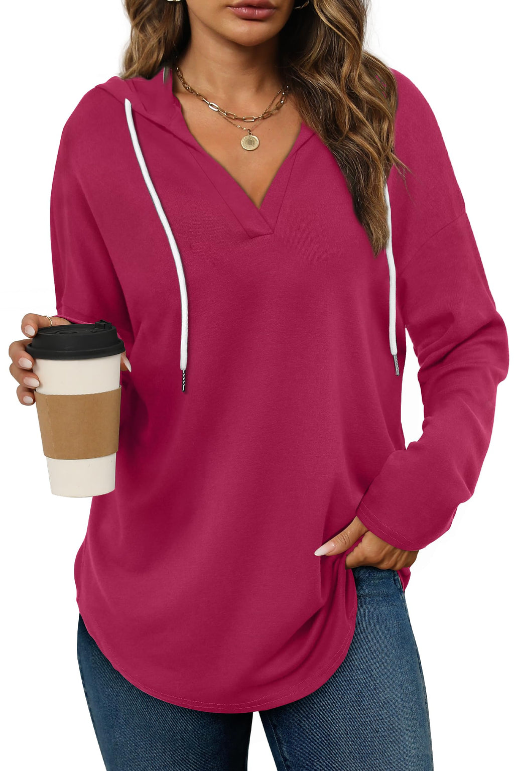 Bofell Womens Fashion Tops Hoodies for Women Pullover Oversized Sweatshirts Long SLeeve Shirts Loose Fit