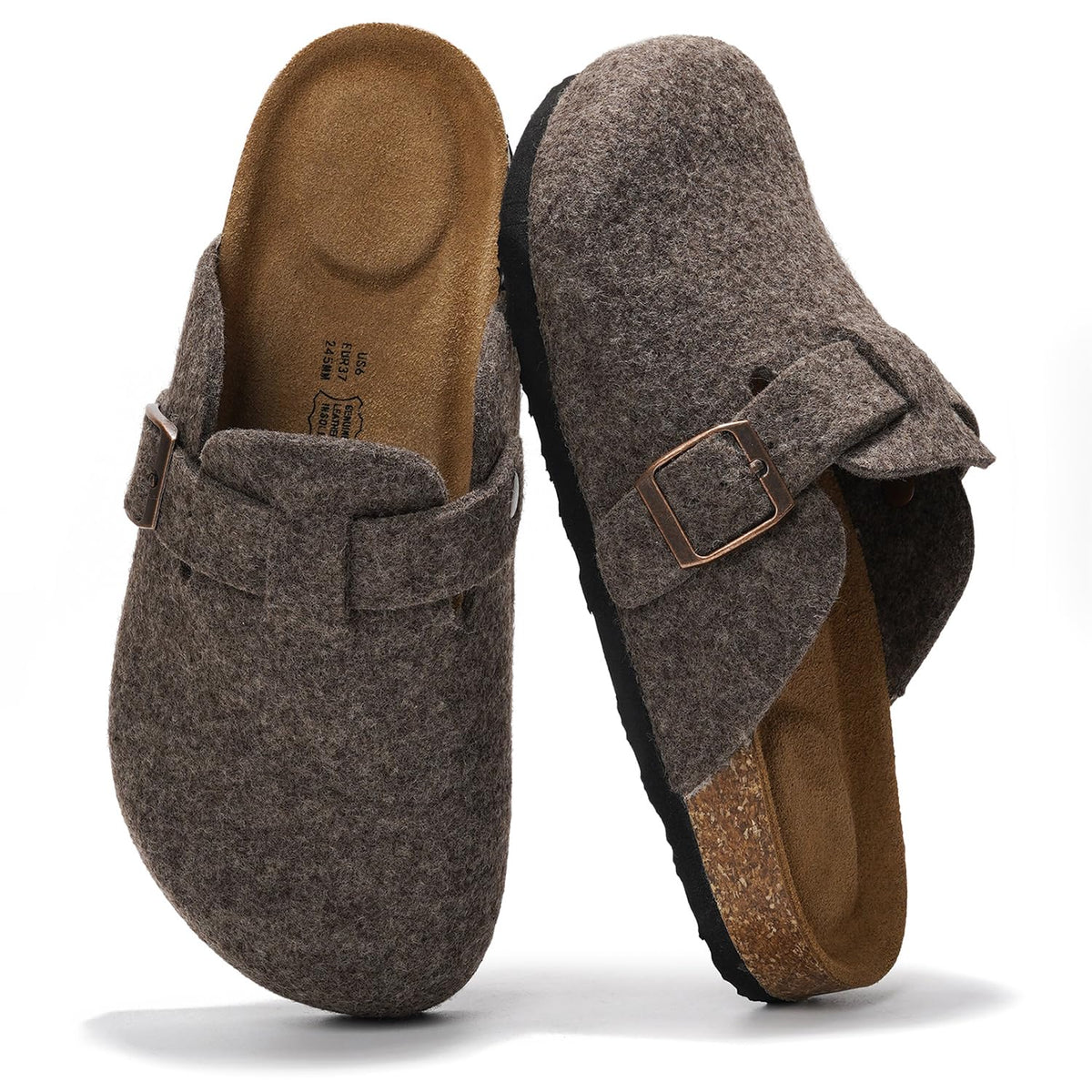 Project Cloud 100% Genuine Leather Womens Cork Footbed Clogs for Women