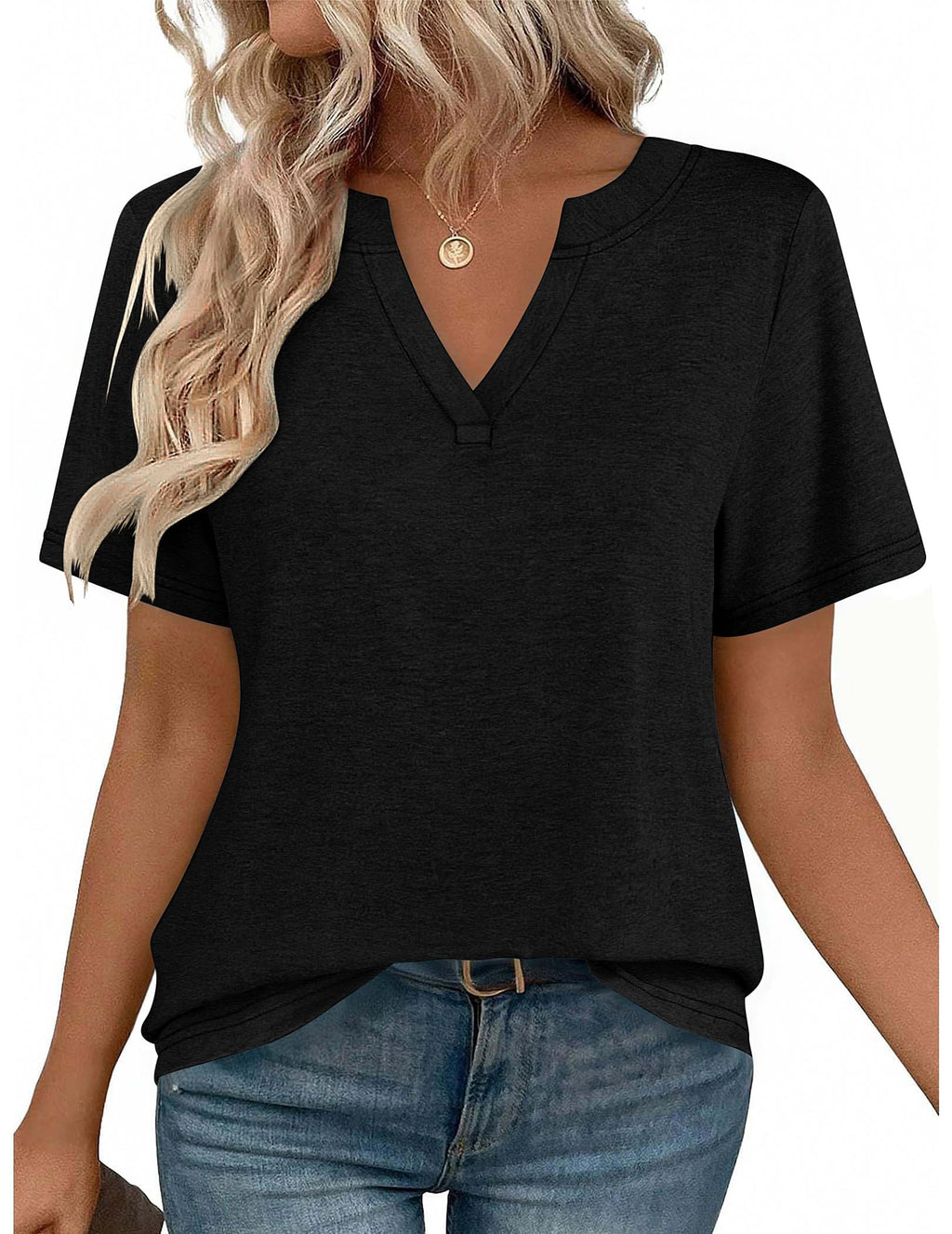 Zeagoo Womens Tops Short Sleeve V Neck Tee Shirts Cute Dressy Casual
