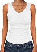 ANRABESS Tank Tops for Women V Neck Summer Sleeveless Ribbed Knit