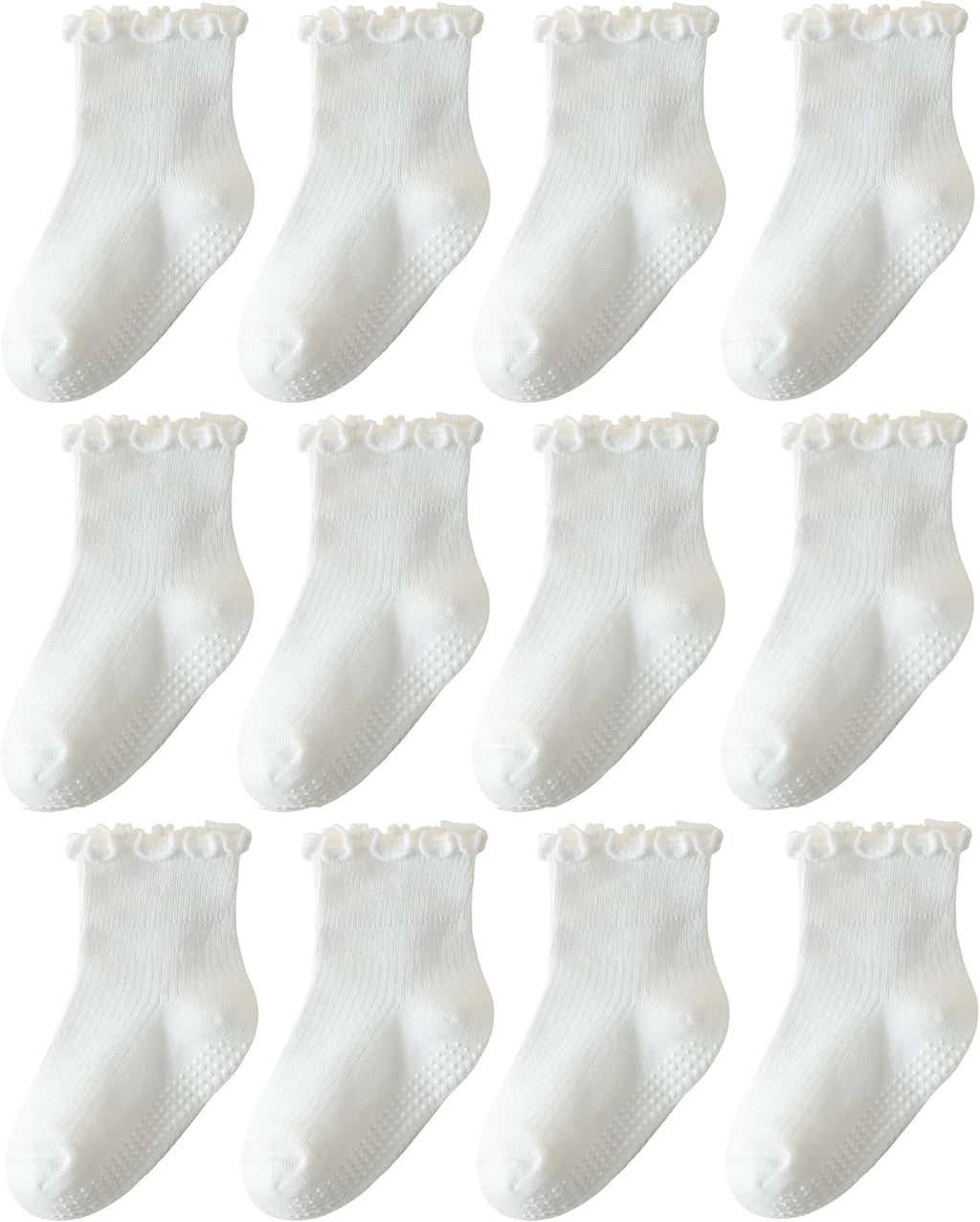 ANYANIME Toddler Socks Ruffle for Girls Baby Grip Socks Non Slip Cute Frill