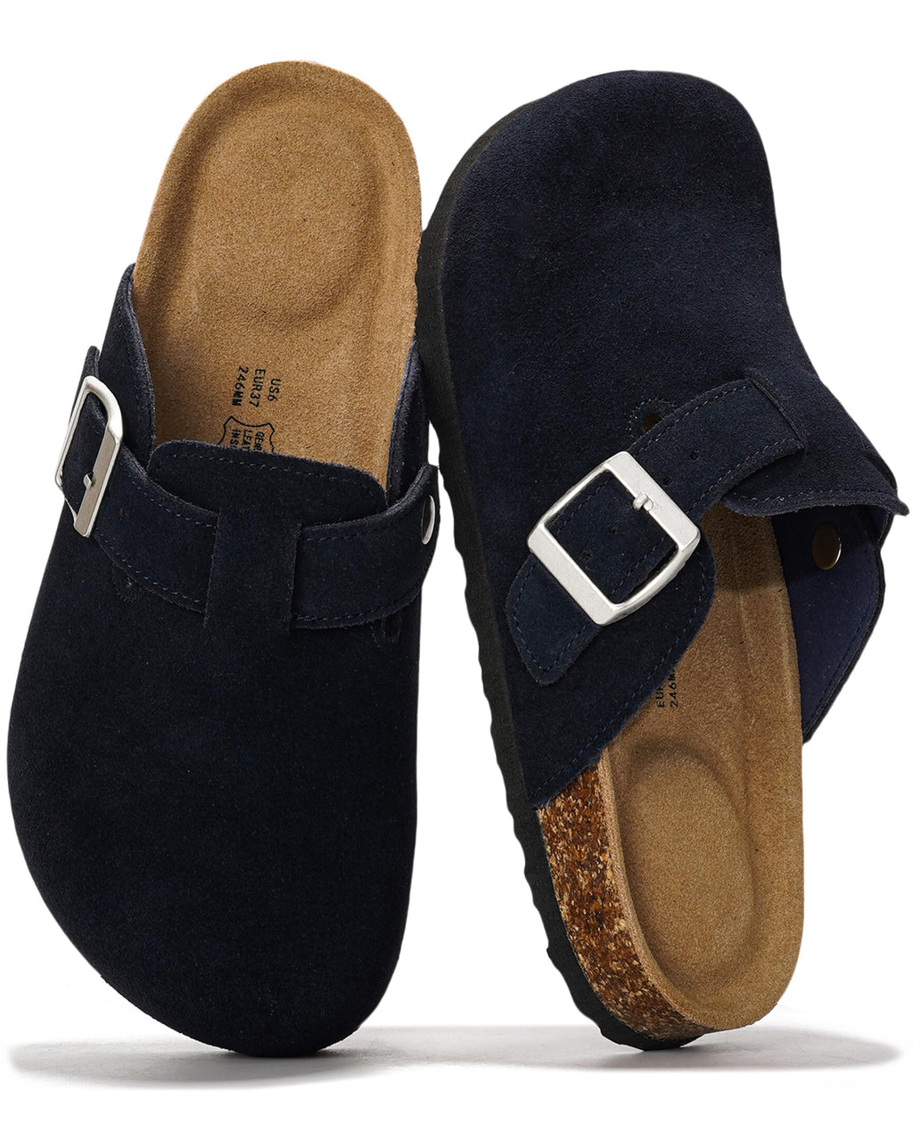 Project Cloud 100% Genuine Leather Womens Cork Footbed Clogs for Women