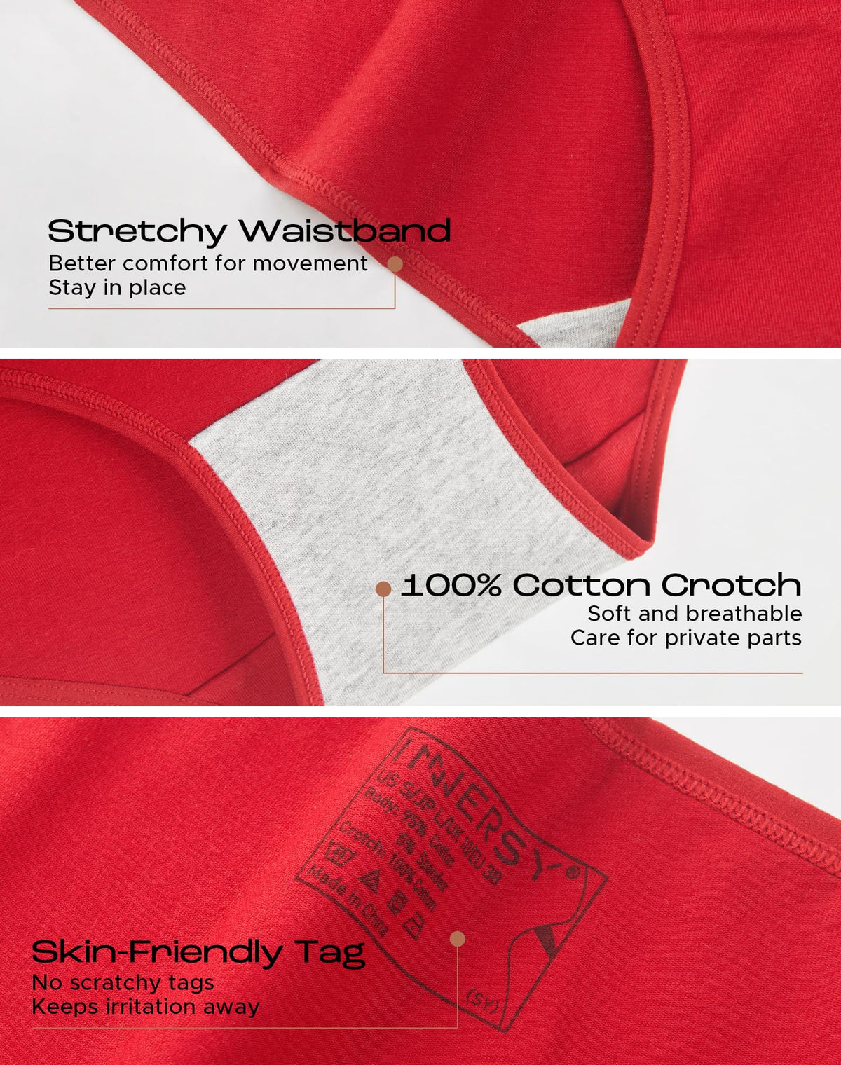 INNERSY Womens Underwear Cotton Hipster Panties Regular & Plus Size 6-Pack