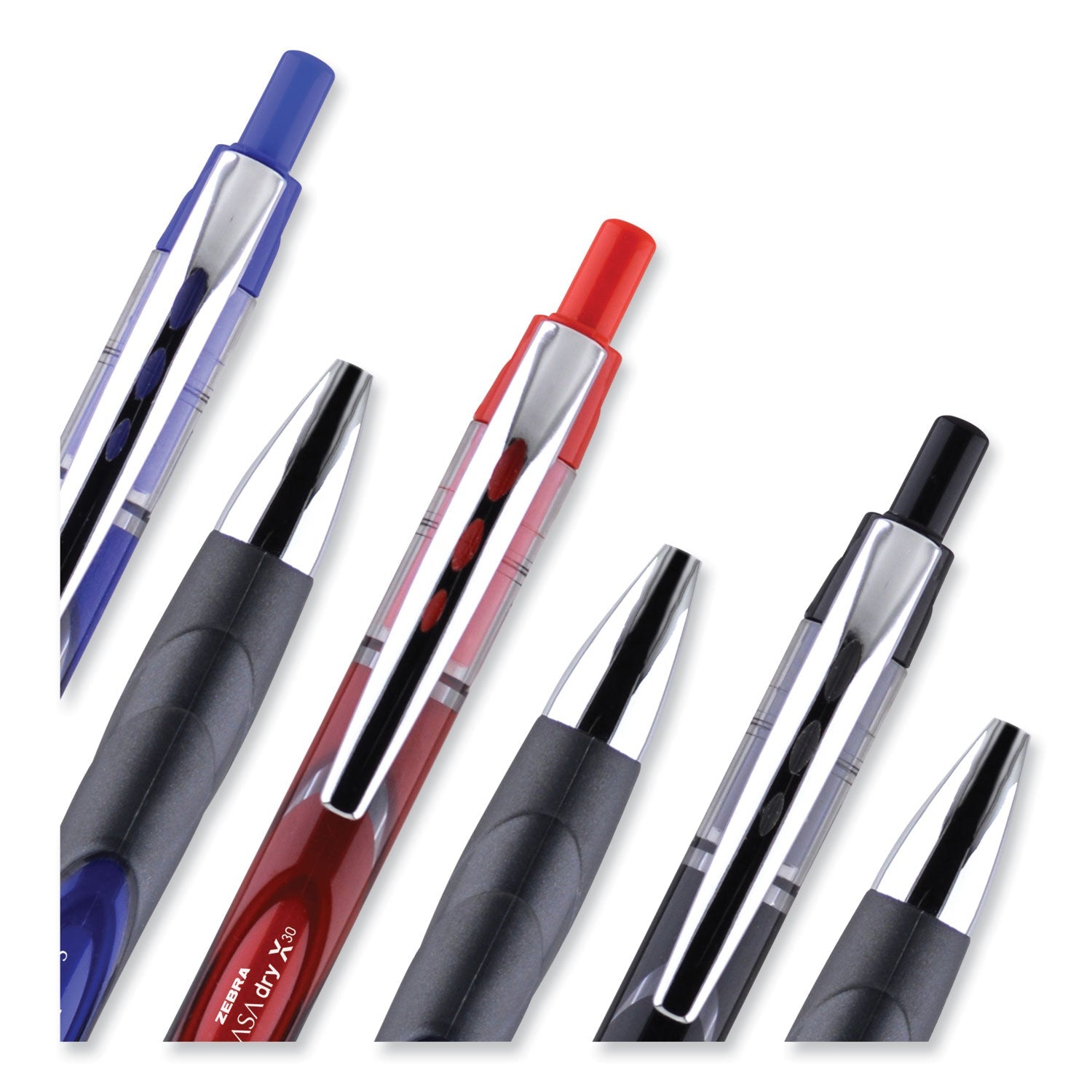 Zebra Sarasa Dry Gel X30 Gel Pen, Retractable, Medium 0.7 mm, Black Ink, Black Barrel, 12/Pack