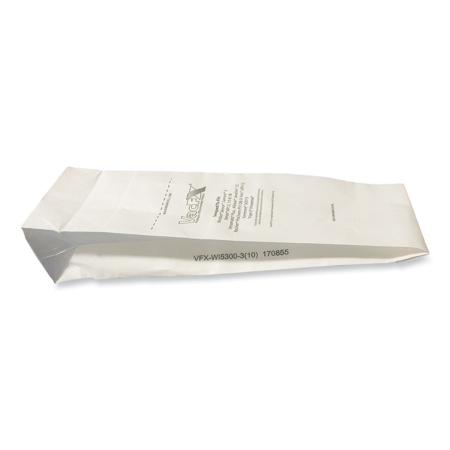 VacFX Vacuum Filter Bags Designed to Fit Allstar Javelin 12'' Series/Windsor Sensor S/S2/XP/Veramatic Plus, 100/CT