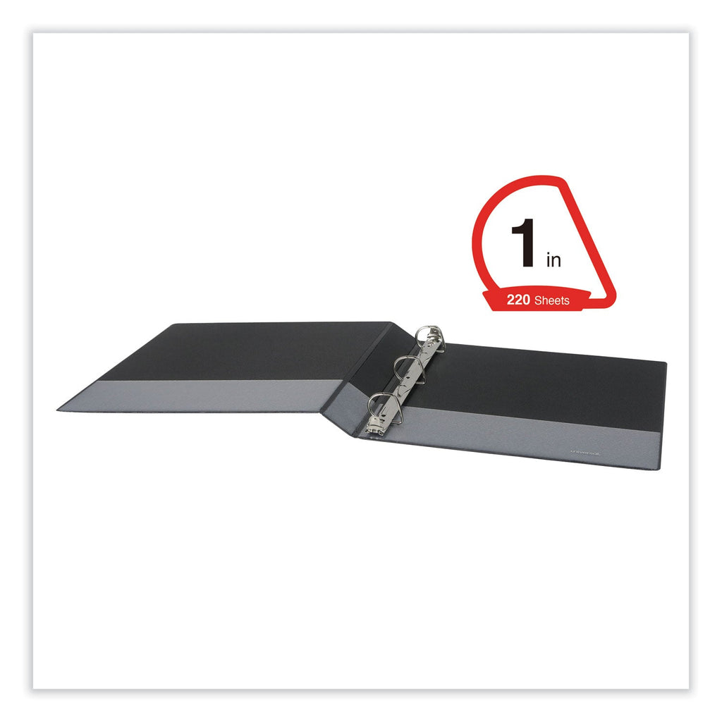 Universal Slant D-Ring View Binder, 3 Rings, 1" Capacity, 11 x 8.5, Black, 12/Carton