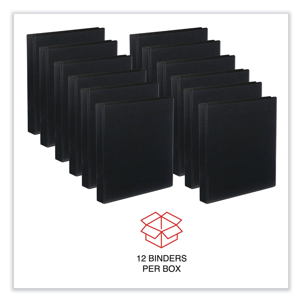 Universal Slant D-Ring View Binder, 3 Rings, 1" Capacity, 11 x 8.5, Black, 12/Carton